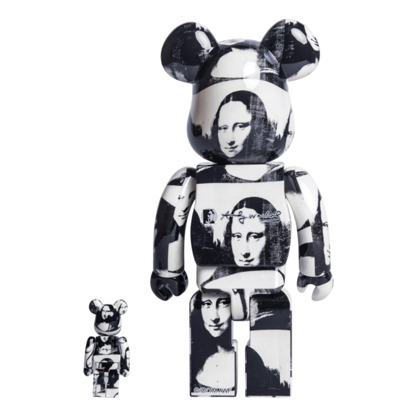 Bearbrick Andy Warhol "Double Mona Lisa" 100% & 400% Set White/Black