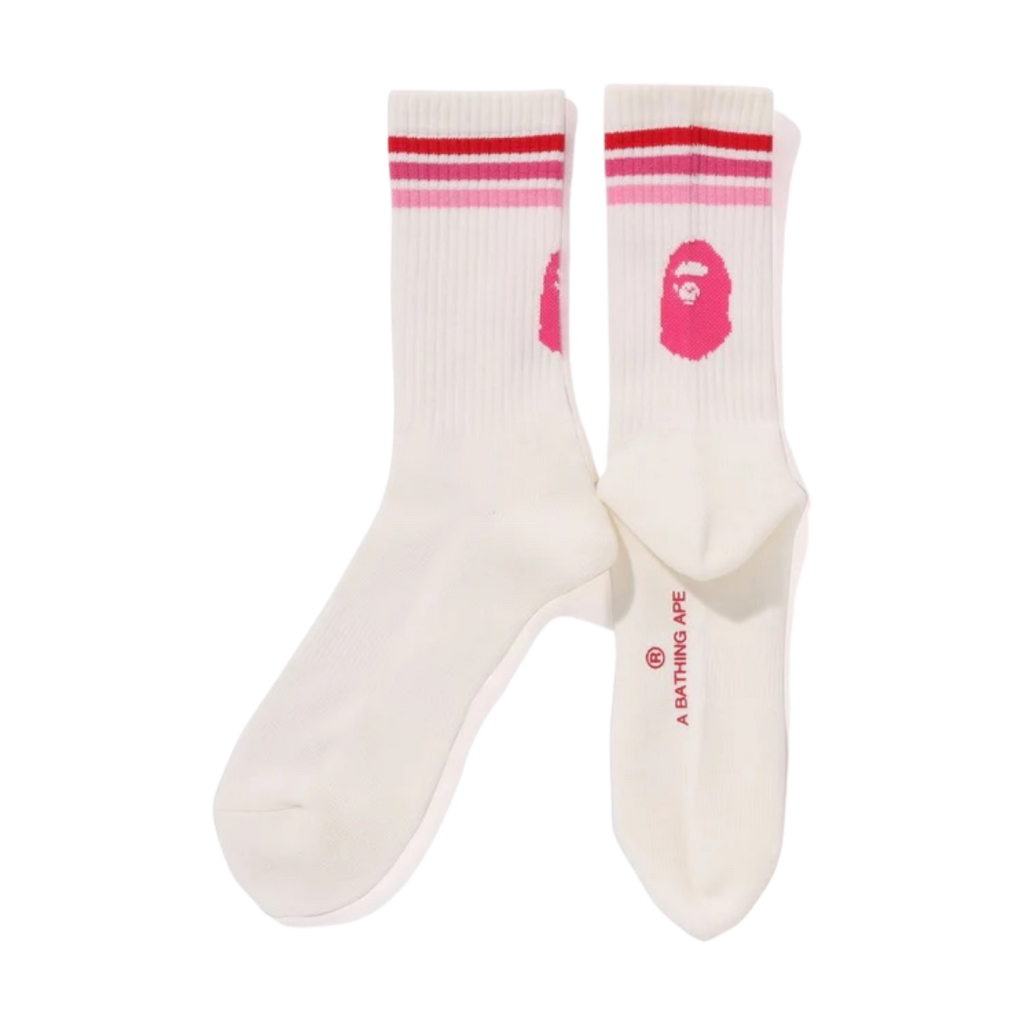 Bape Ape Lines White/Pink Socks