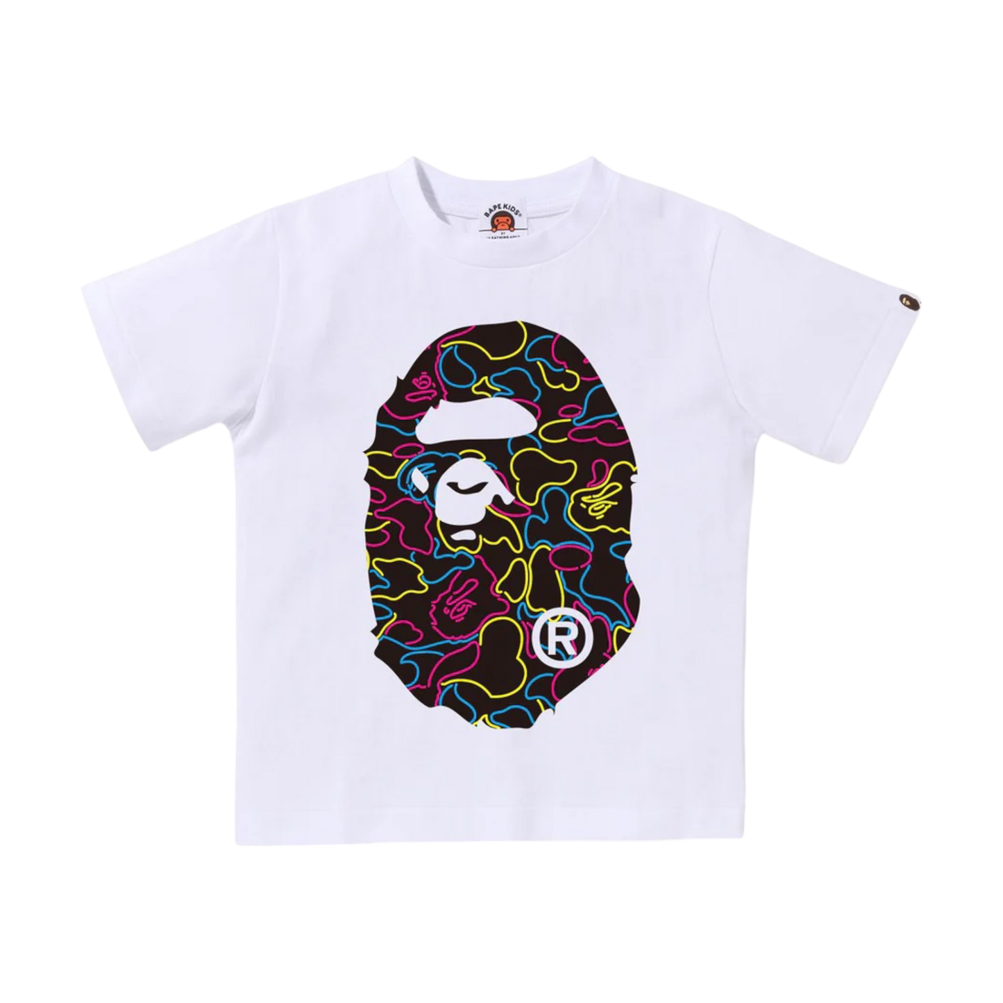 Bape Neon Camo Big Ape Head Tee White