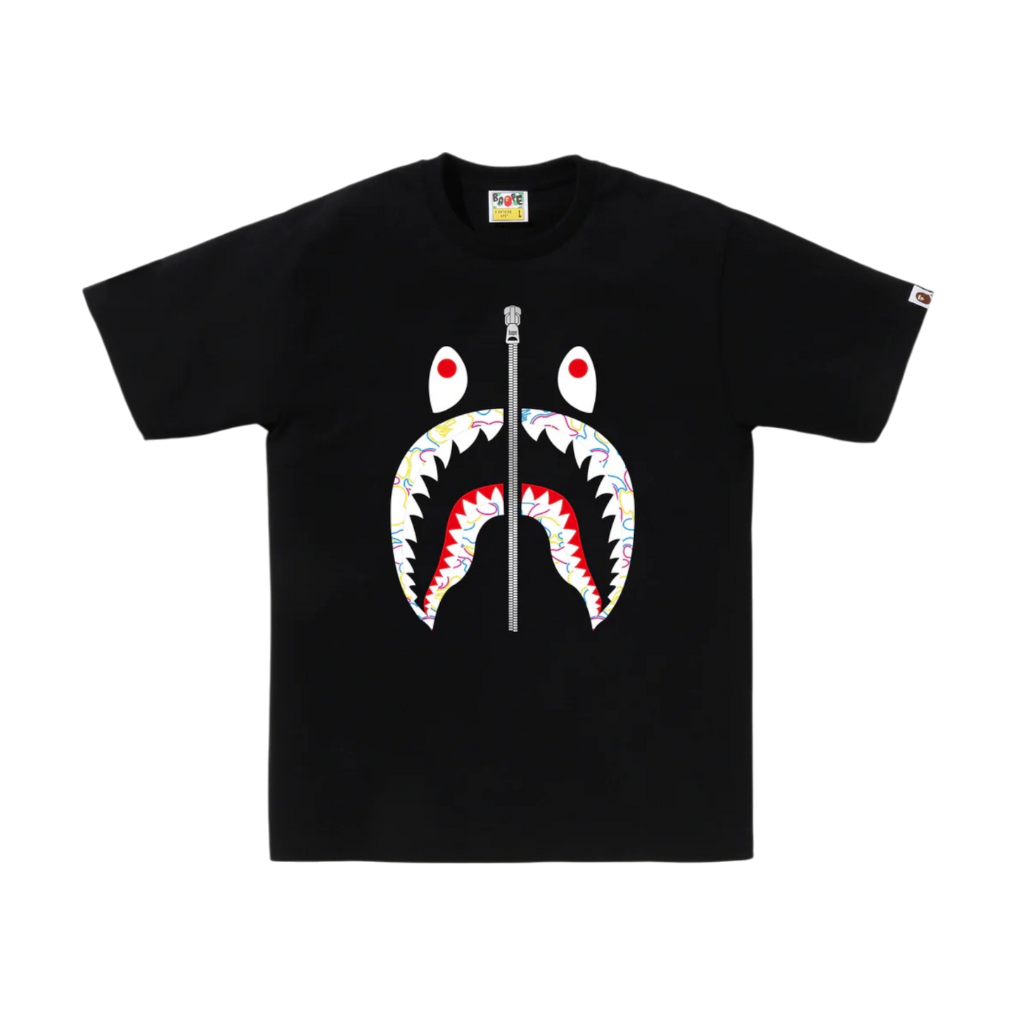 Bape Neon Camo Shark Tee Black