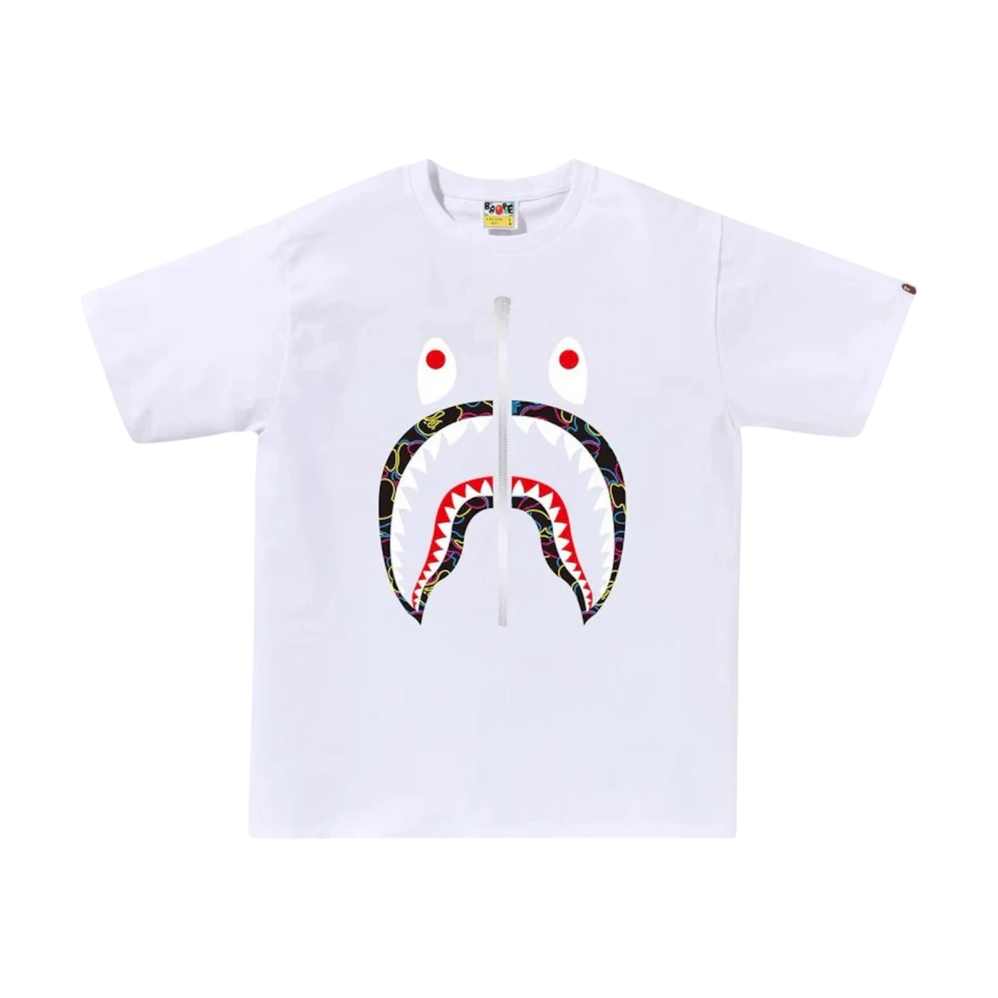 Bape Neon Camo Shark Tee White