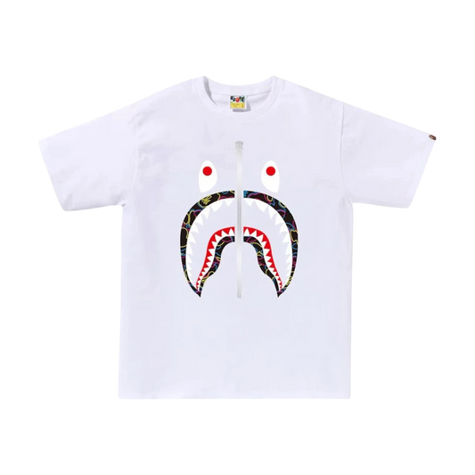 Bape Neon Camo Shark Tee White