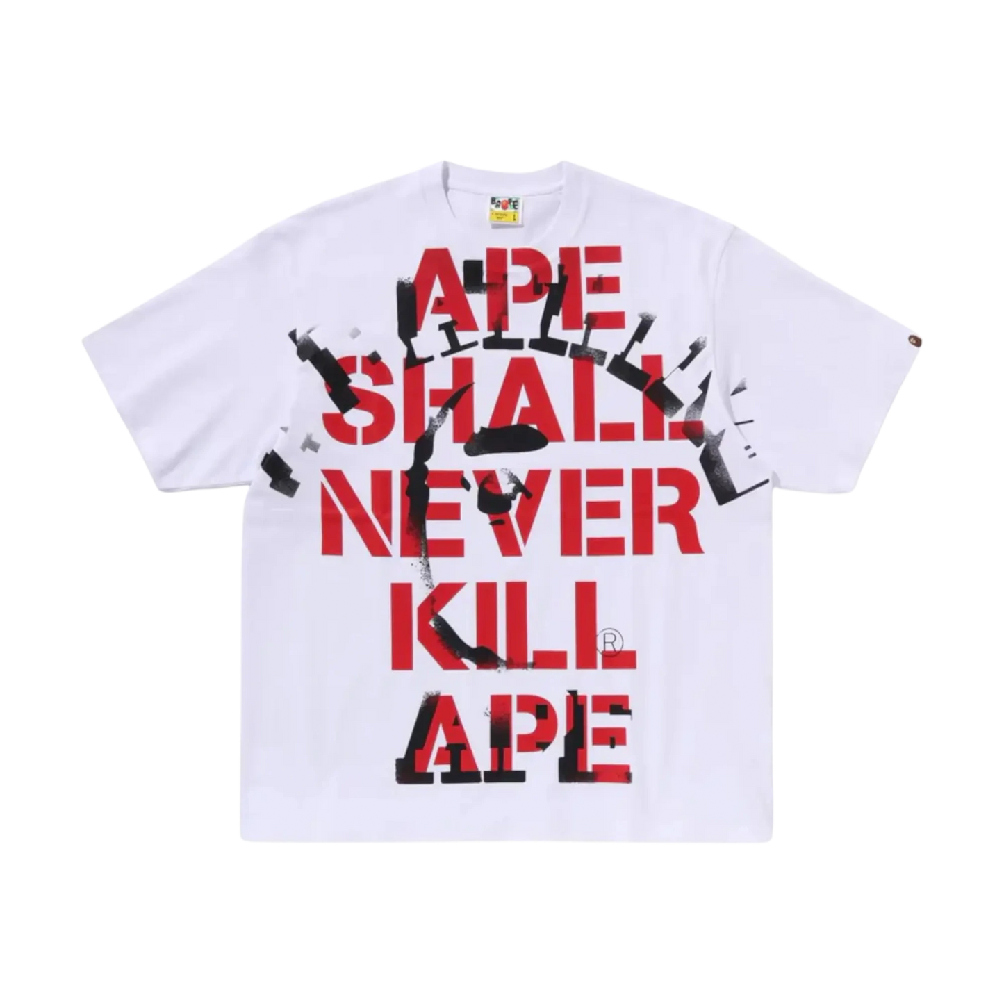 Bape Spray Print College Relaxed Fit Tee White