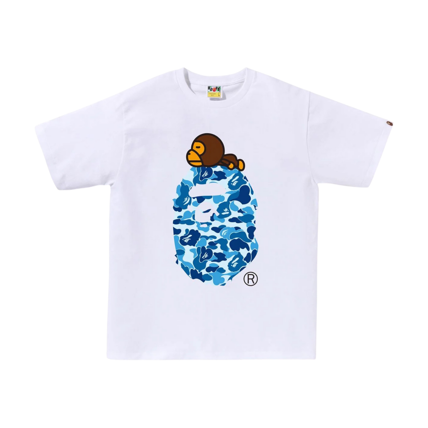 Bape ABC Camo Milo On Big Ape Tee White/Blue