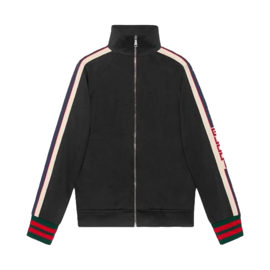 Gucci Black Jersey Side Strip Detail Track Jacket