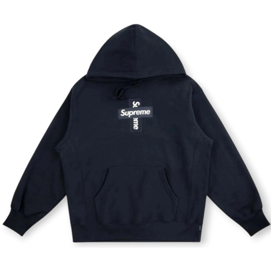 Supreme Cross Box Logo Hooded Sweatshirt Navy