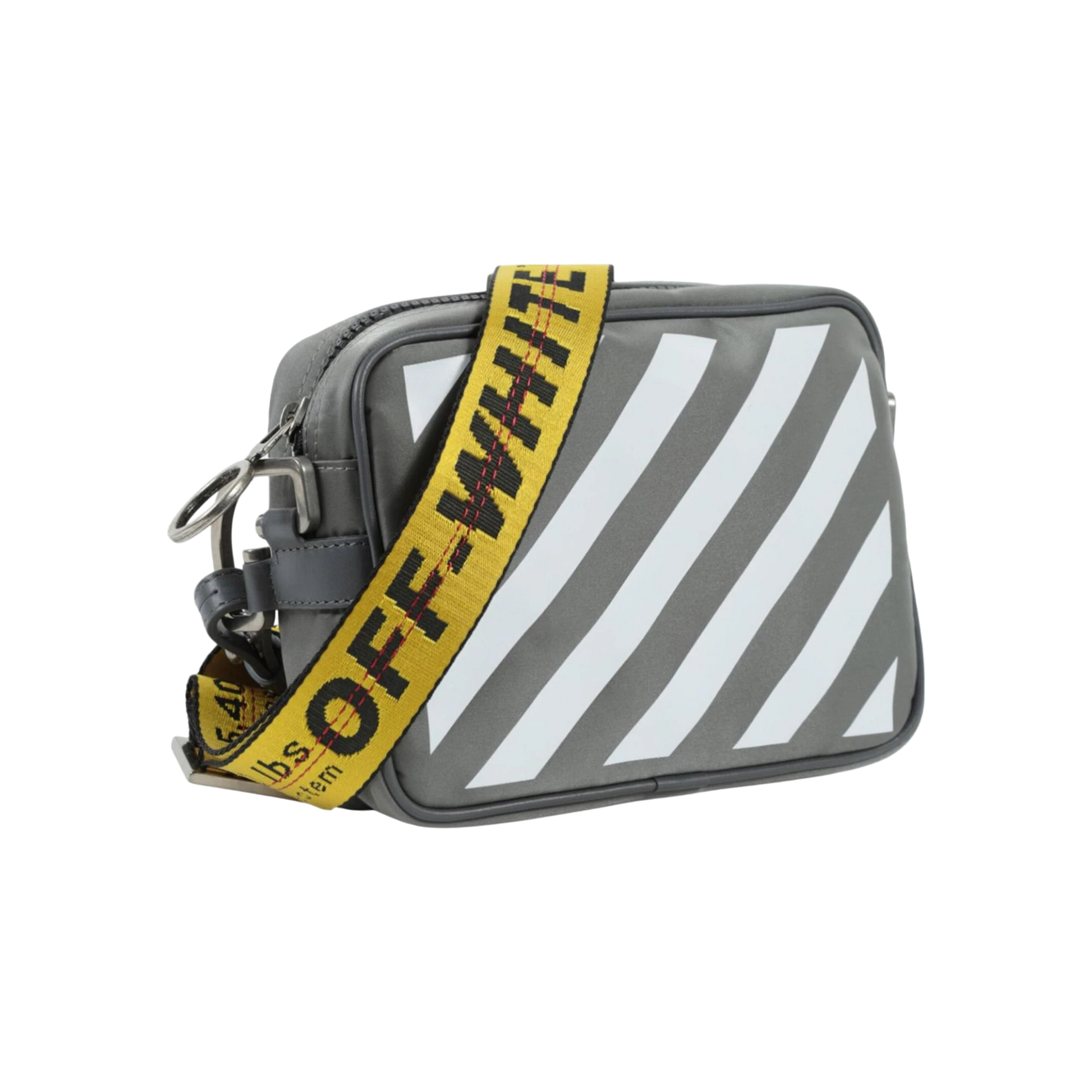 Off White Bolso Con Rayas Diagonales Blanco Roto