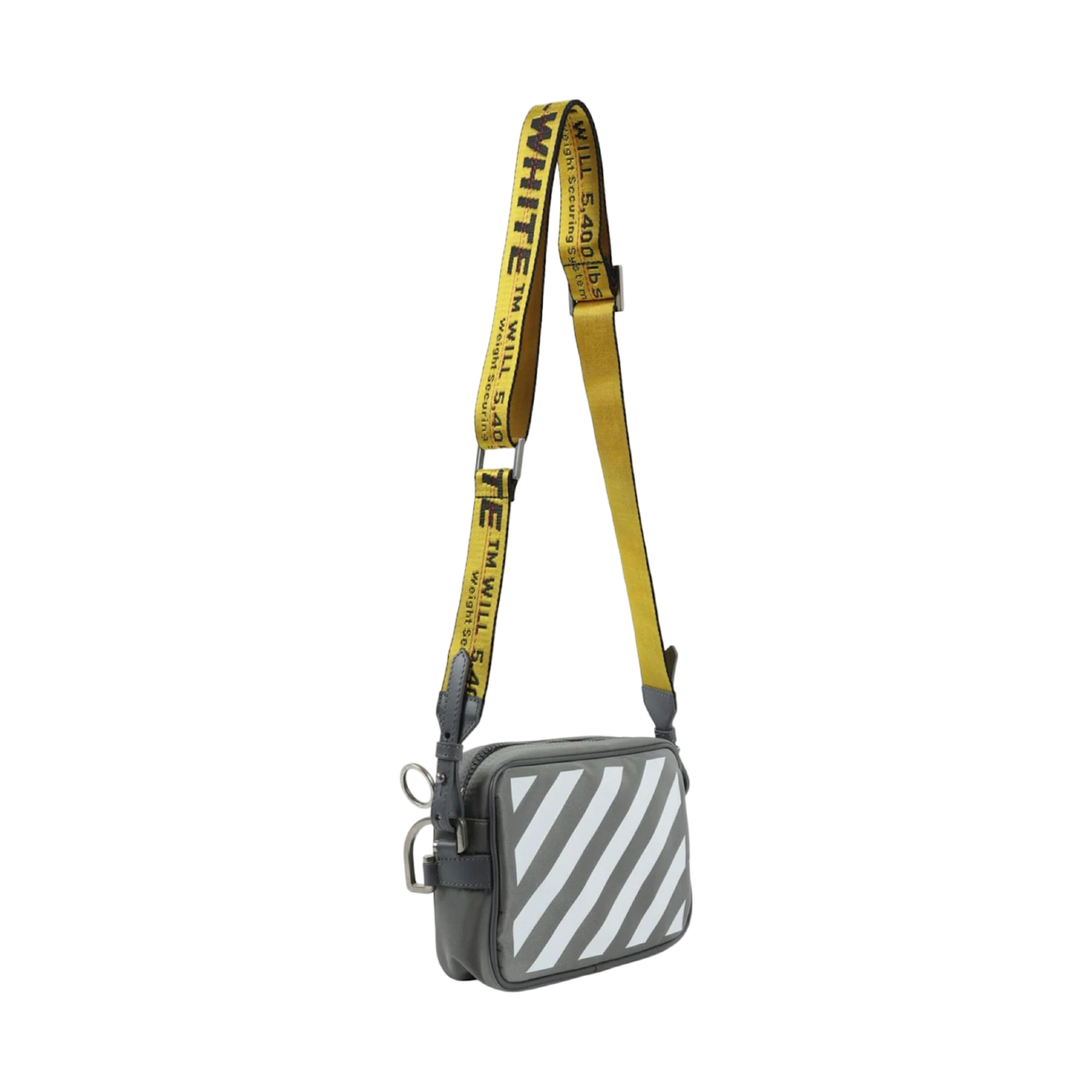 Off White Bolso Con Rayas Diagonales Blanco Roto