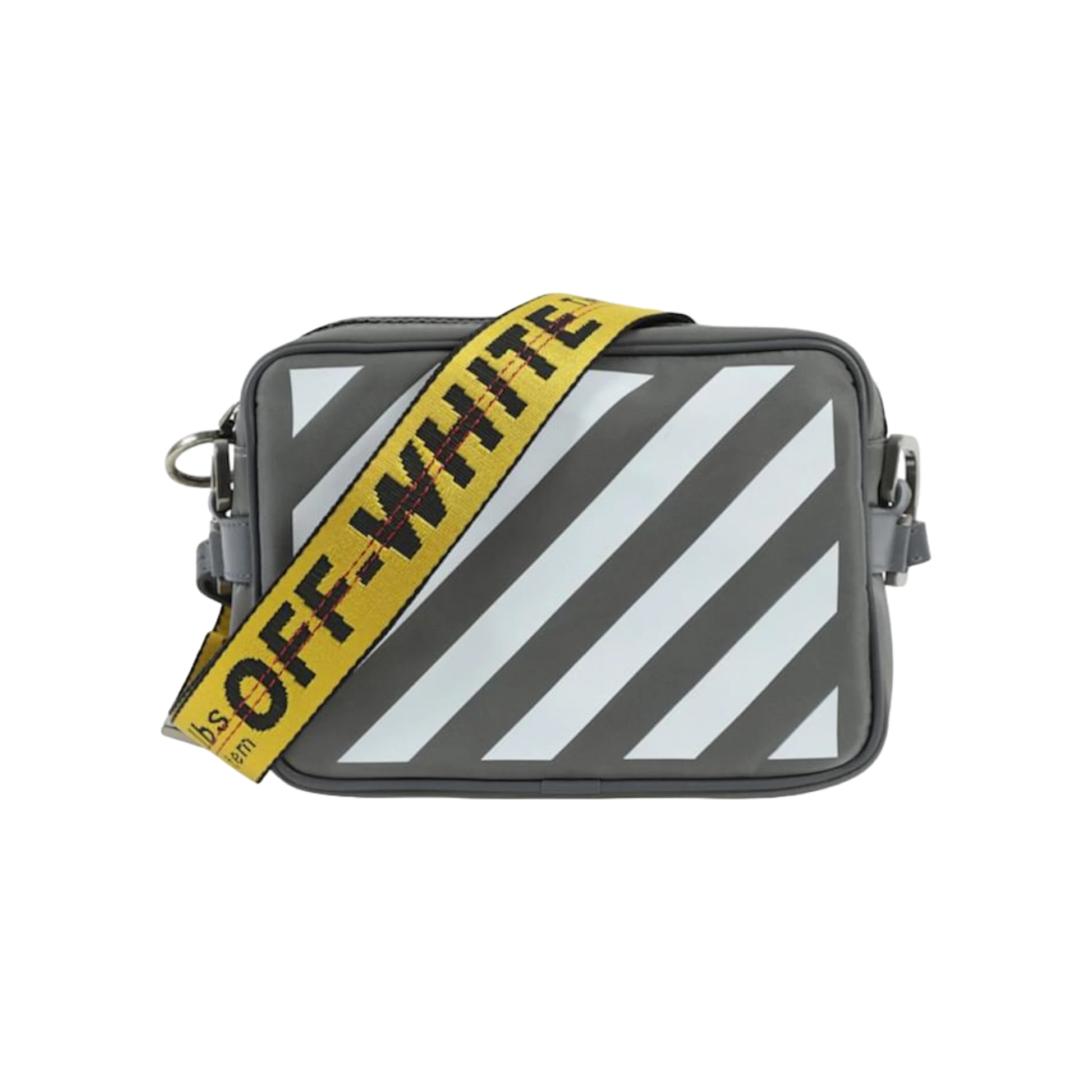 Off White Bolso Con Rayas Diagonales Blanco Roto