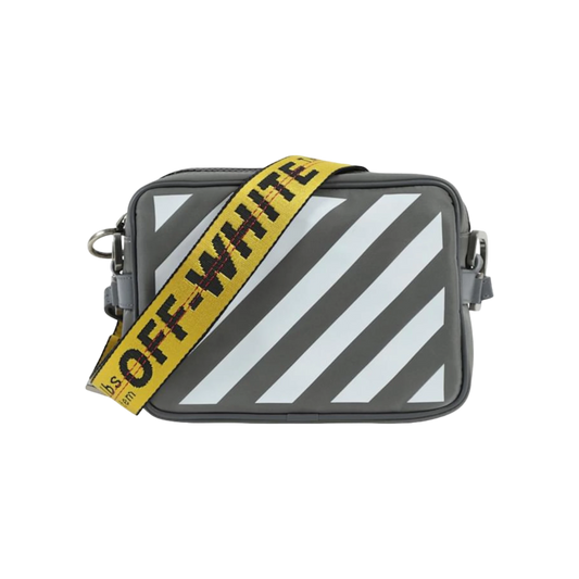 Off White Bolso Con Rayas Diagonales Blanco Roto