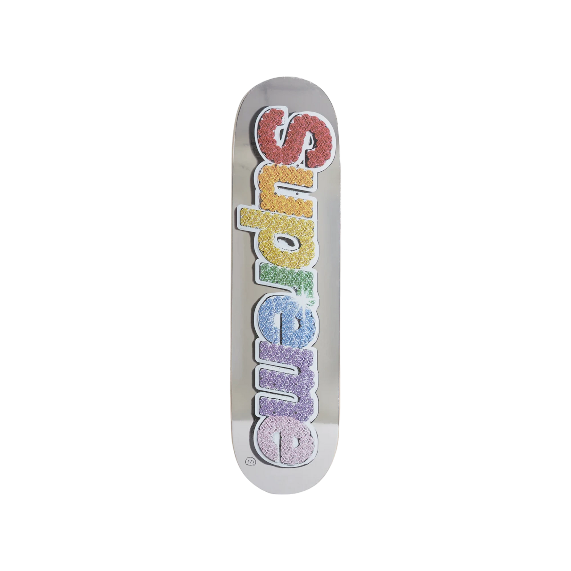 Supreme Bling Box Logo Silver Skateboard