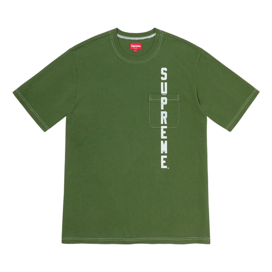 Supreme Contrast Stitch Pocket Tee Green