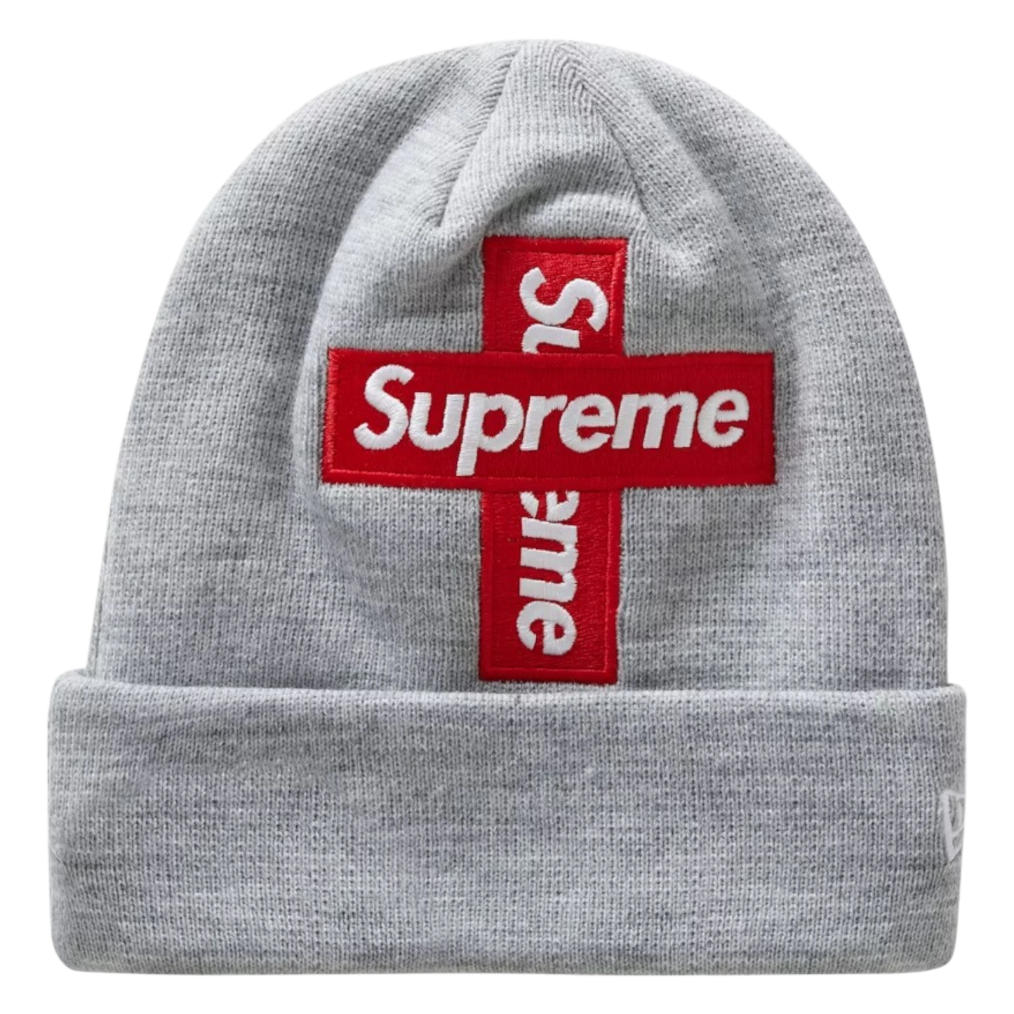 Supreme New Era Cross Box Logo Beanie Heather Grey