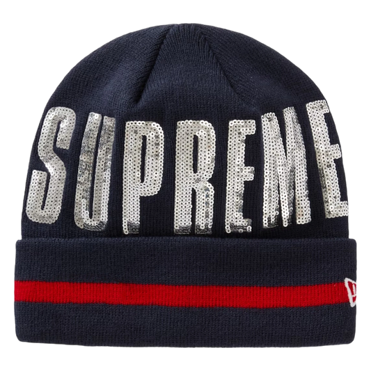 Supreme New Era Sequin Beanie Navy